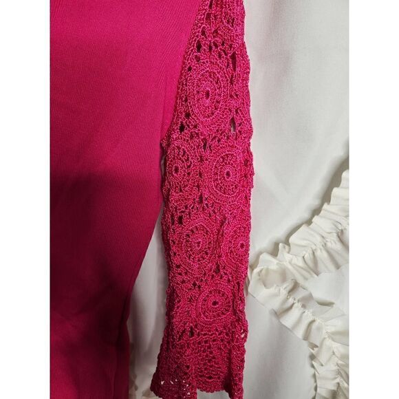 J.A.C Crochet Pink Sweater Crochet Sleeved Top Small - Picture 2 of 4